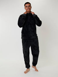 Loungeable Mens Sherpa Fleece 1/4 Zip Lounge Jumper