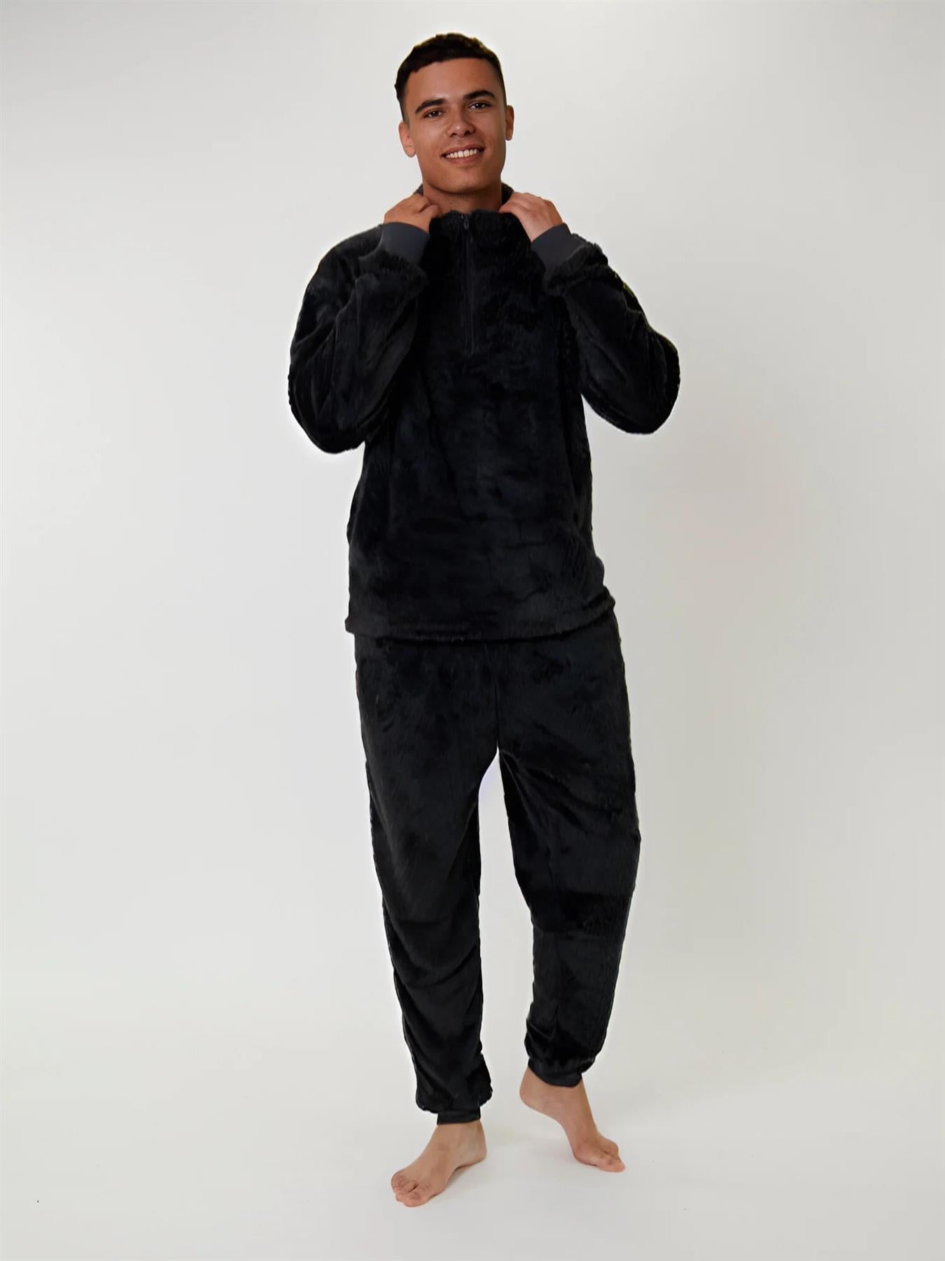 Loungeable Mens Sherpa Fleece 1/4 Zip Lounge Jumper