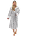 Womens Snowtip Fleece Sherpa Trim Dressing Gown