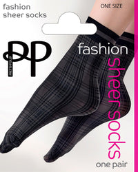 Pretty Polly Womens Black Tartan Pattern Anklets