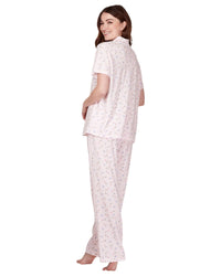 La Marquise Womens Flower Leaf Jersey Short Sleeve Pyjamas