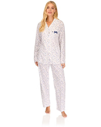 La Marquise Womens 'Velvet Rose' Long Sleeve Button Pyjamas