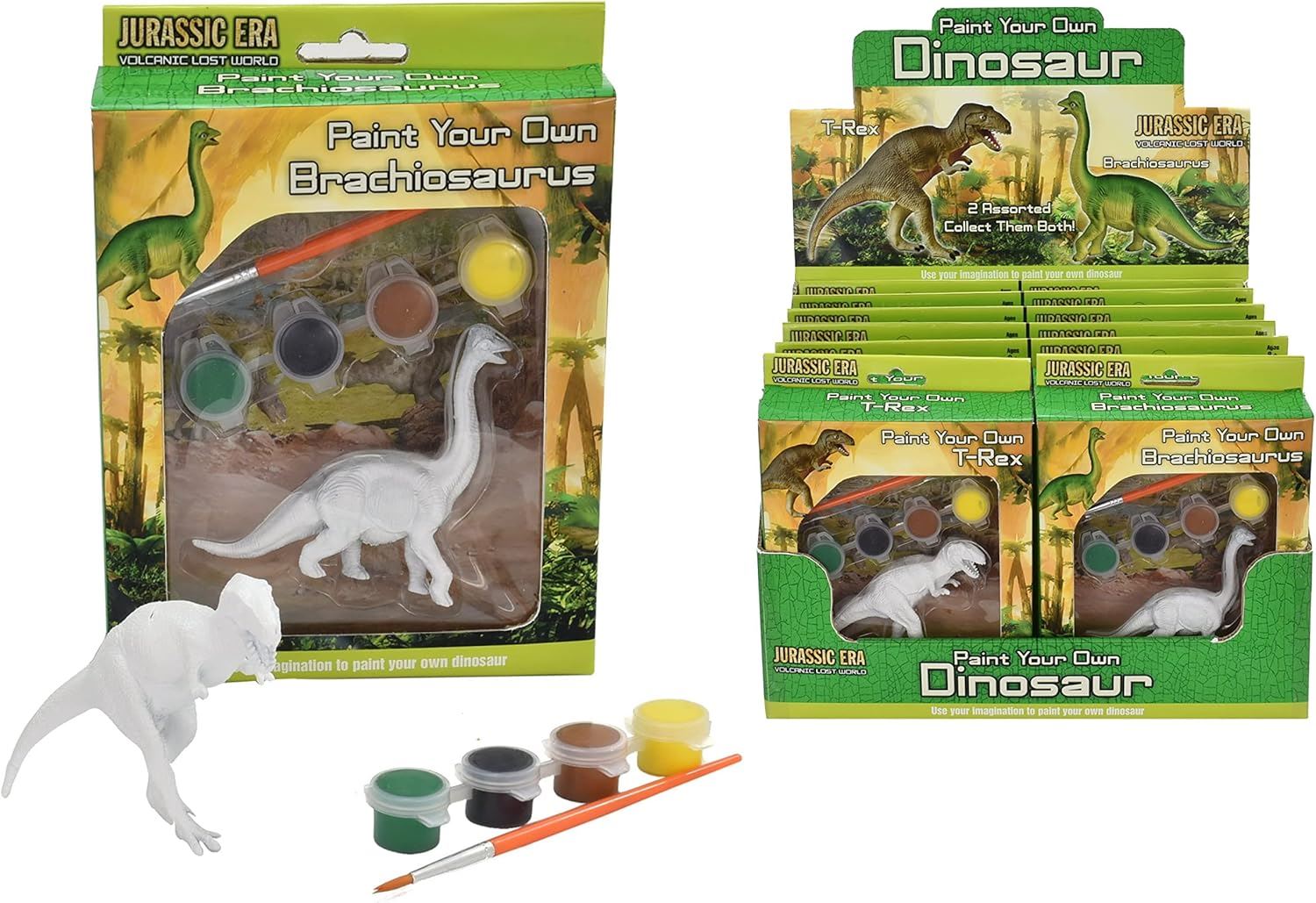 Kids Dinosaur Painting Set 2 Pack Paint Your Own T-Rex & Brachiosaurus
