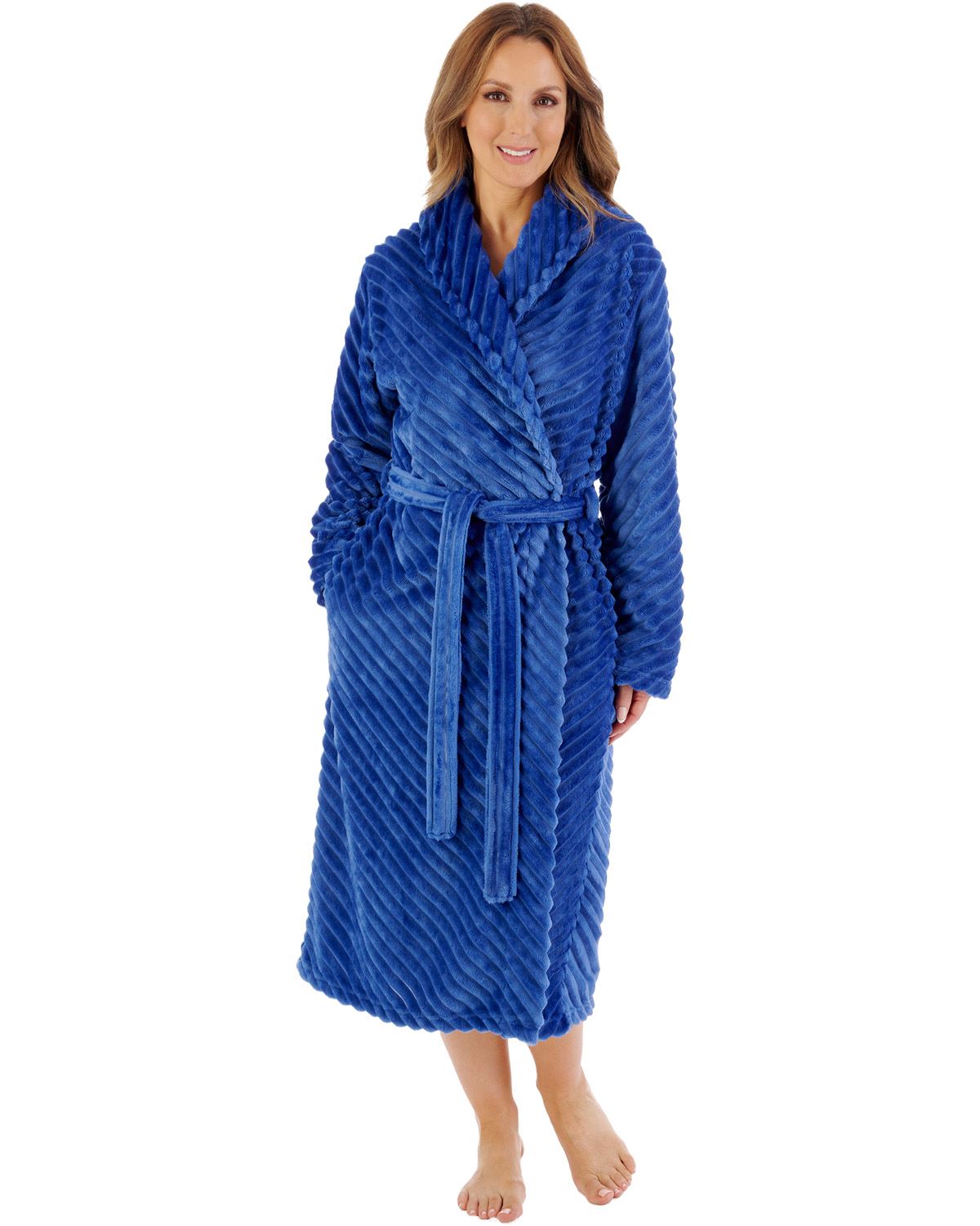 Slenderella Womens Supersoft Rib Fleece 46" Shawl Collar Wrap