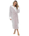 Womens Textured Fleece Sherpa Trim Dressing Gown