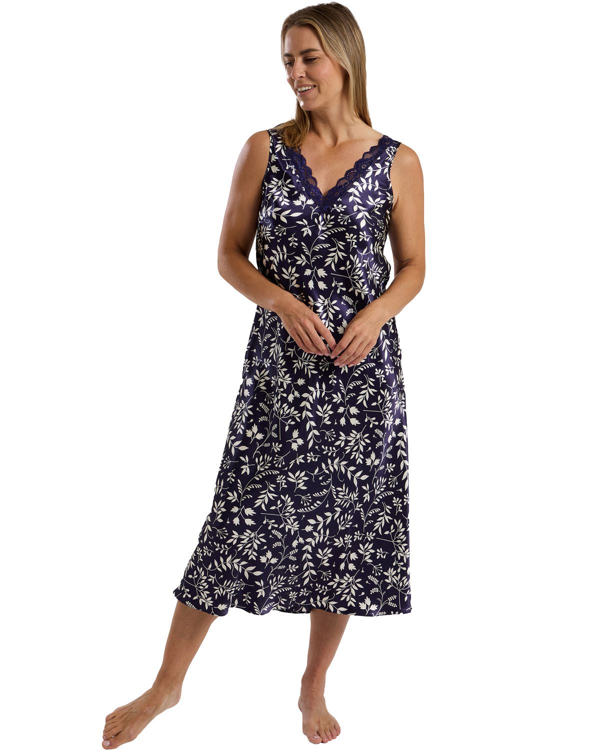 Marlon Womens Claudette Satin Long Nightdress