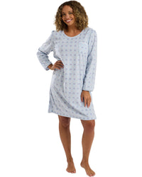 Indigo Sky Womens Fleur Geo Polished Fleece Nightshirt