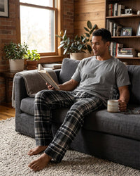 Cargo Bay Mens Polished Fleece Check Lounge Pants