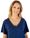 Gaspe by Slenderella Womens 40" Supersoft Short Sleeve Star Print Nightdress