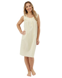Marlon Womens Linear Floral 40" Sleeveless Button Nightie
