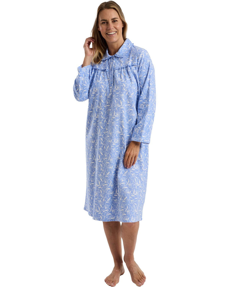 Marlon Womens Pretty Floral Wincey 45" Long Sleeve Nightdress
