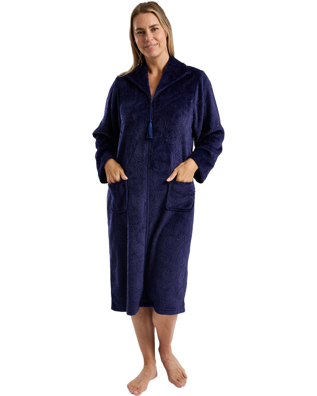 Marlon Womens Swirl Fleece Zip Housecoat