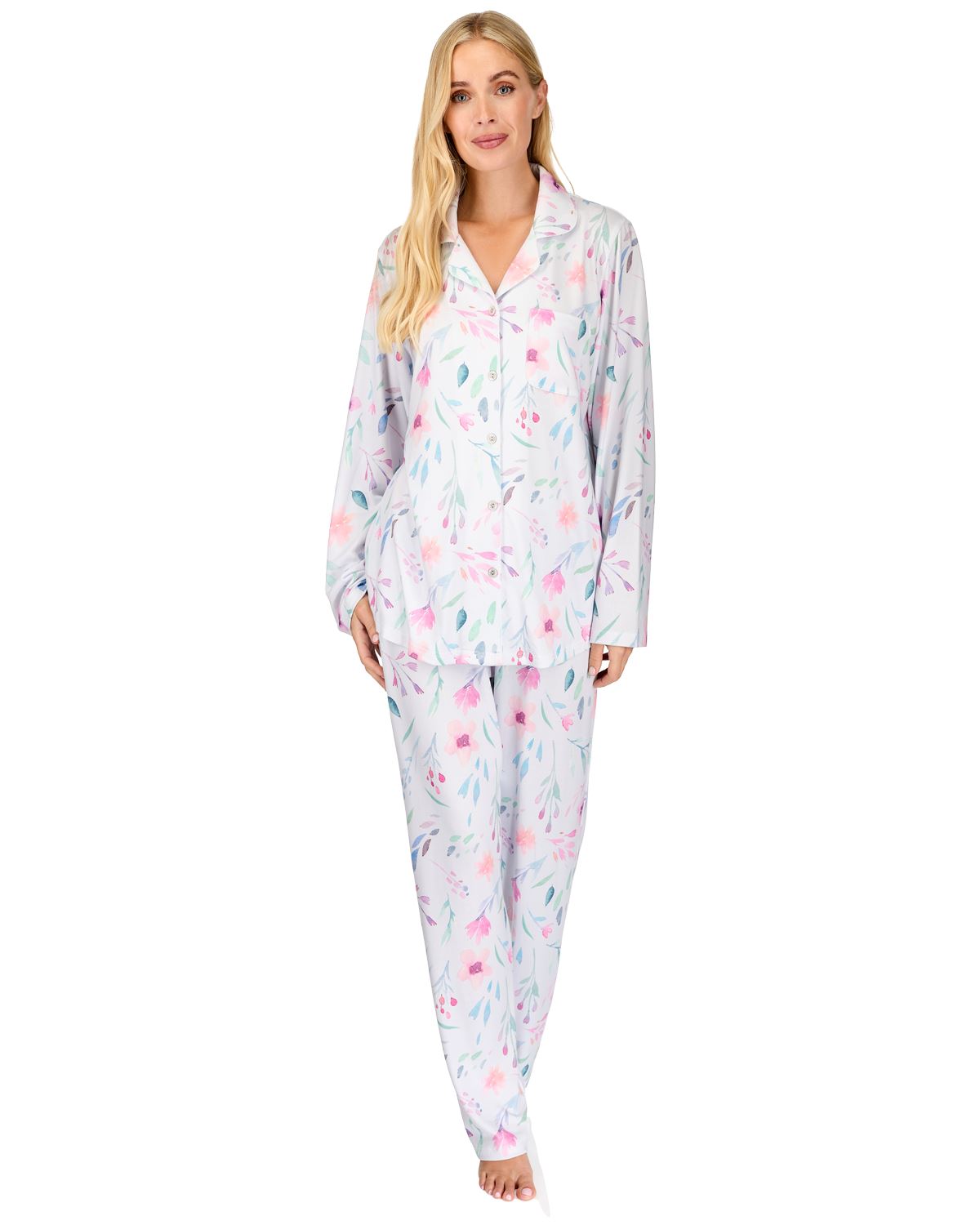 La Marquise Womens 'Watercolours' Long Sleeve Button Pyjamas