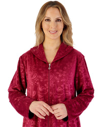 Slenderella Womens Embossed Crystal Fleece 46" Zip Through Housecoat