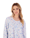 Slenderella Womens 100% Woven Cotton Long Sleeve Button Nightie