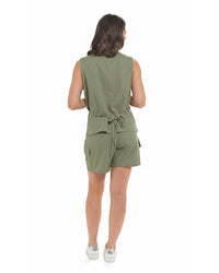 Indigo Roc Womens Linen Button Waistcoat