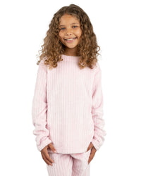 Forever Dreaming Girls Ribbed Stripe Fleece Lounge Set