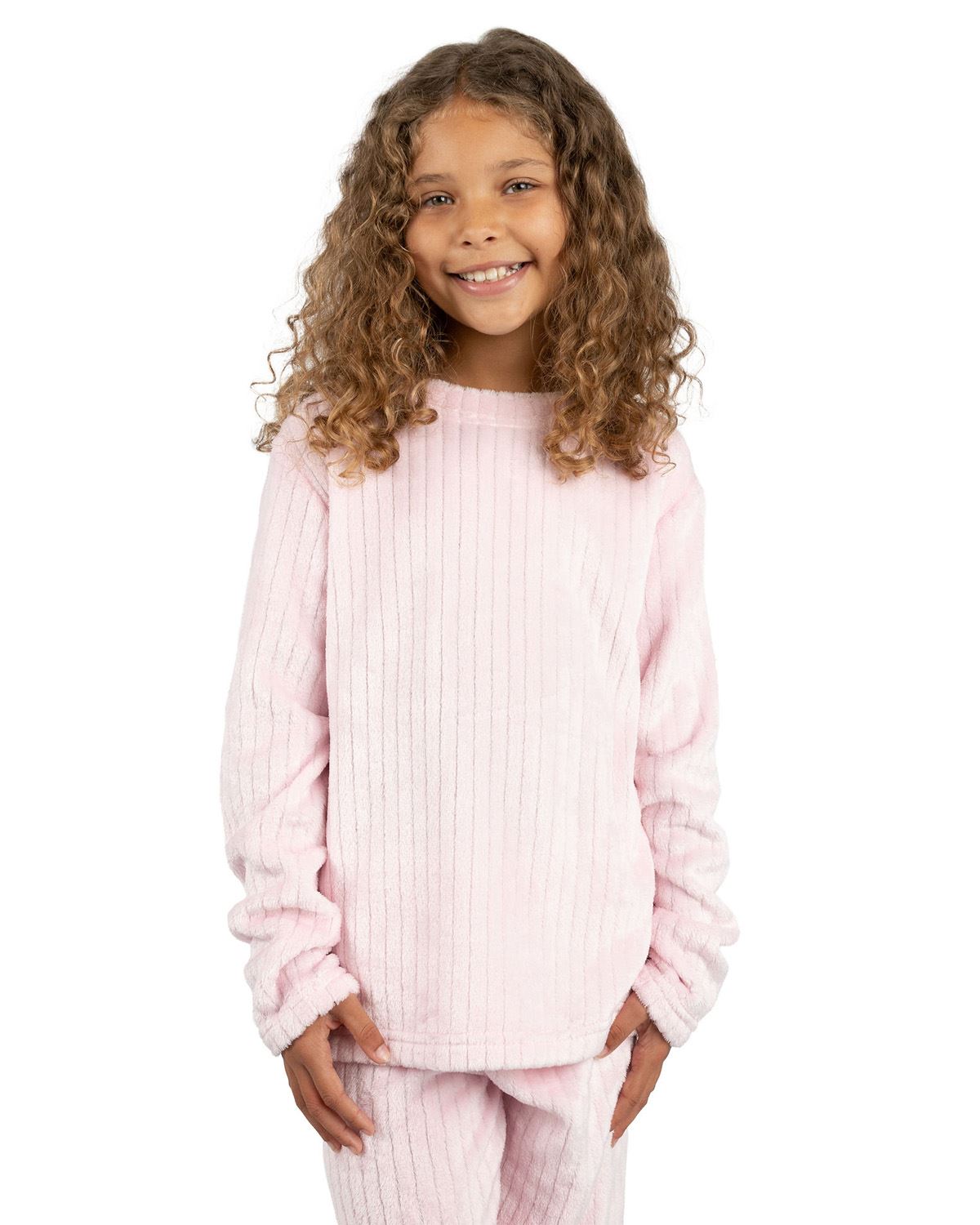 Forever Dreaming Girls Ribbed Stripe Fleece Lounge Set