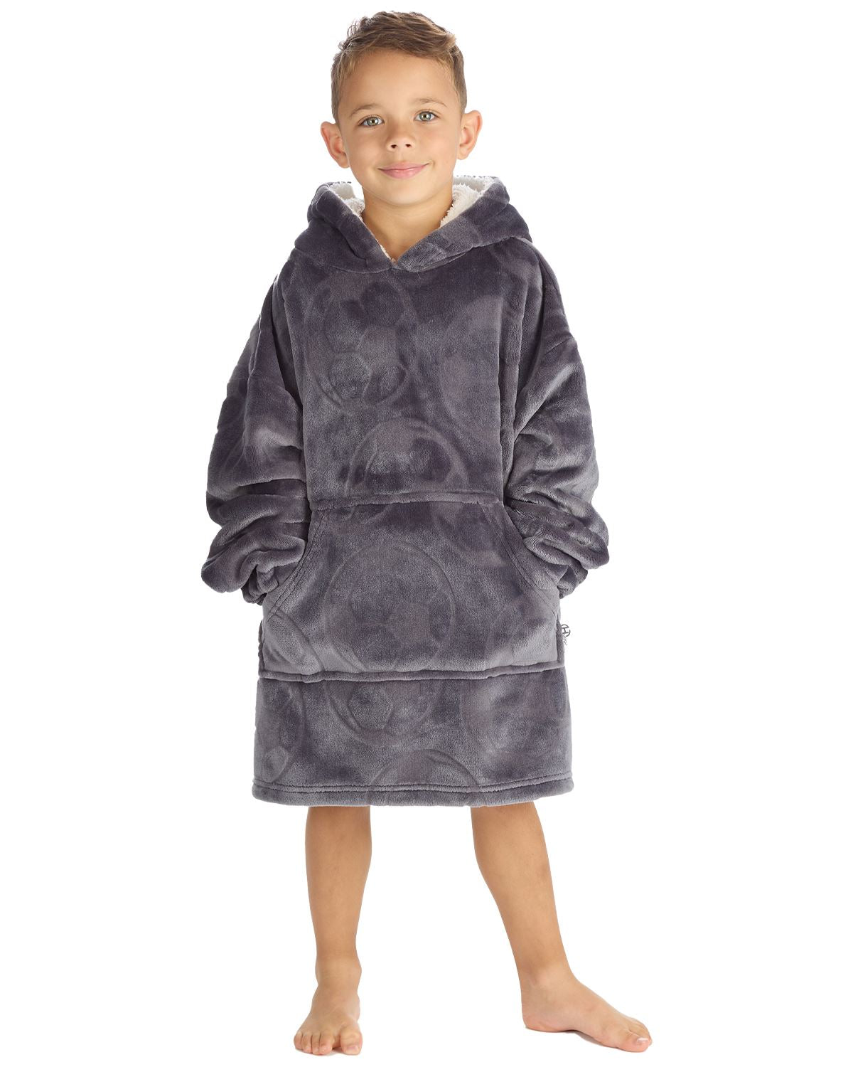 Huggable Kids Embossed Football Oversized Hoodie