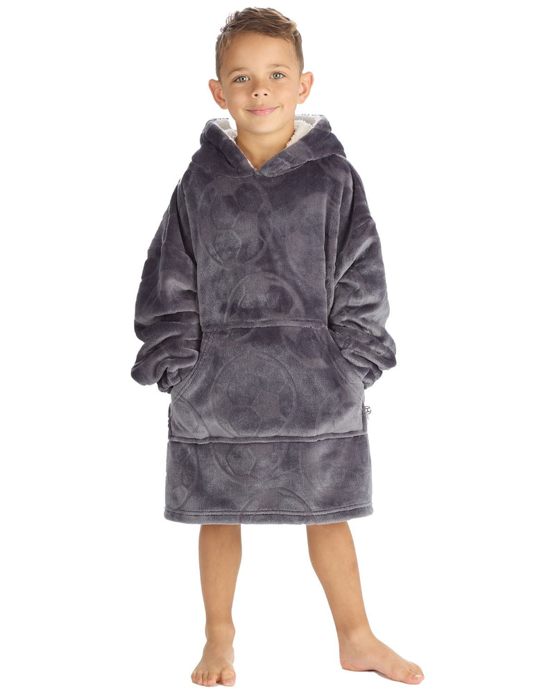 Huggable Kids Embossed Football Oversized Hoodie