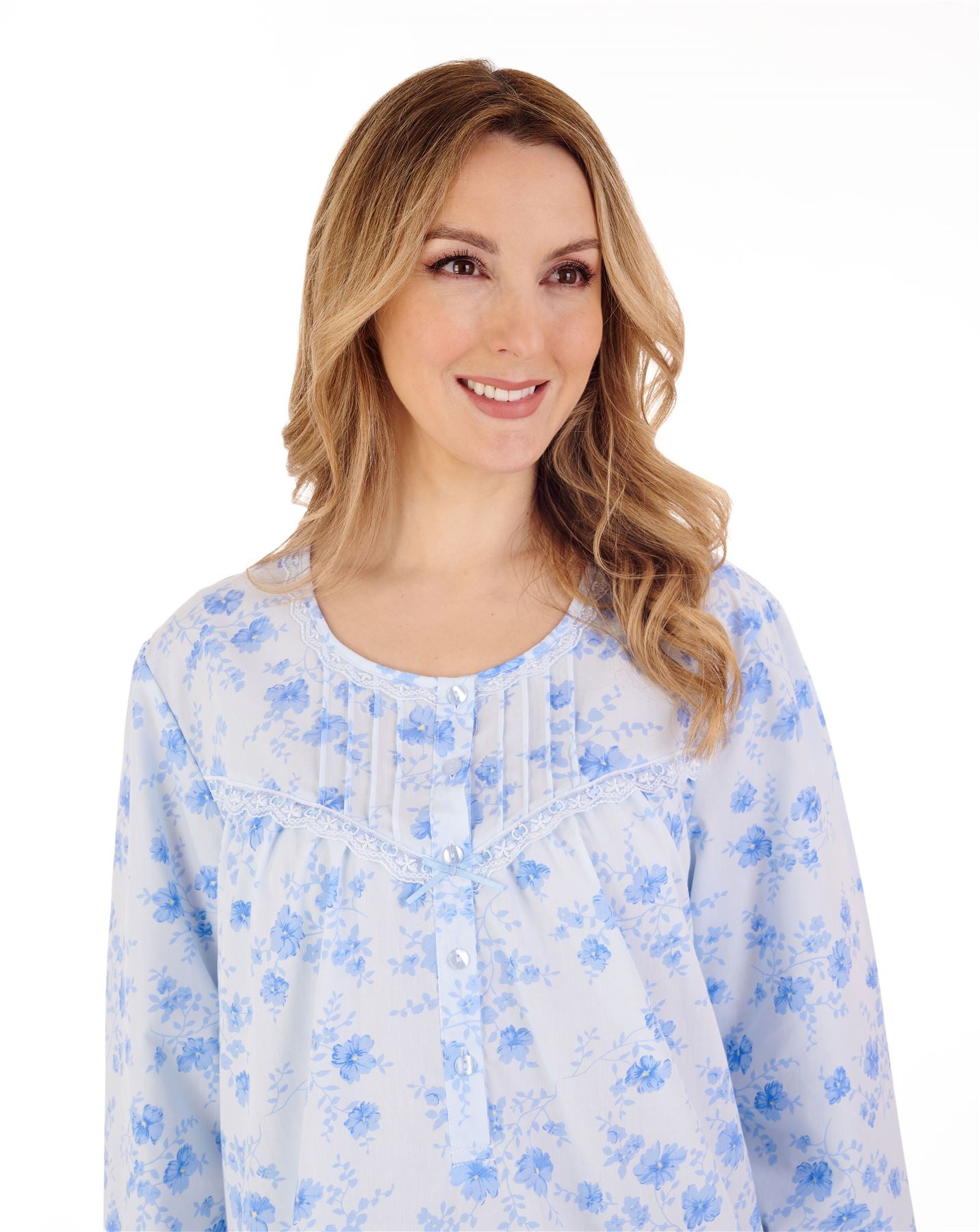 Slenderella Womens 45" Woven Long Sleeve Nightdress