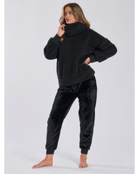 Loungeable Womens Borg Removeable Snood Jumper & Jogger Set