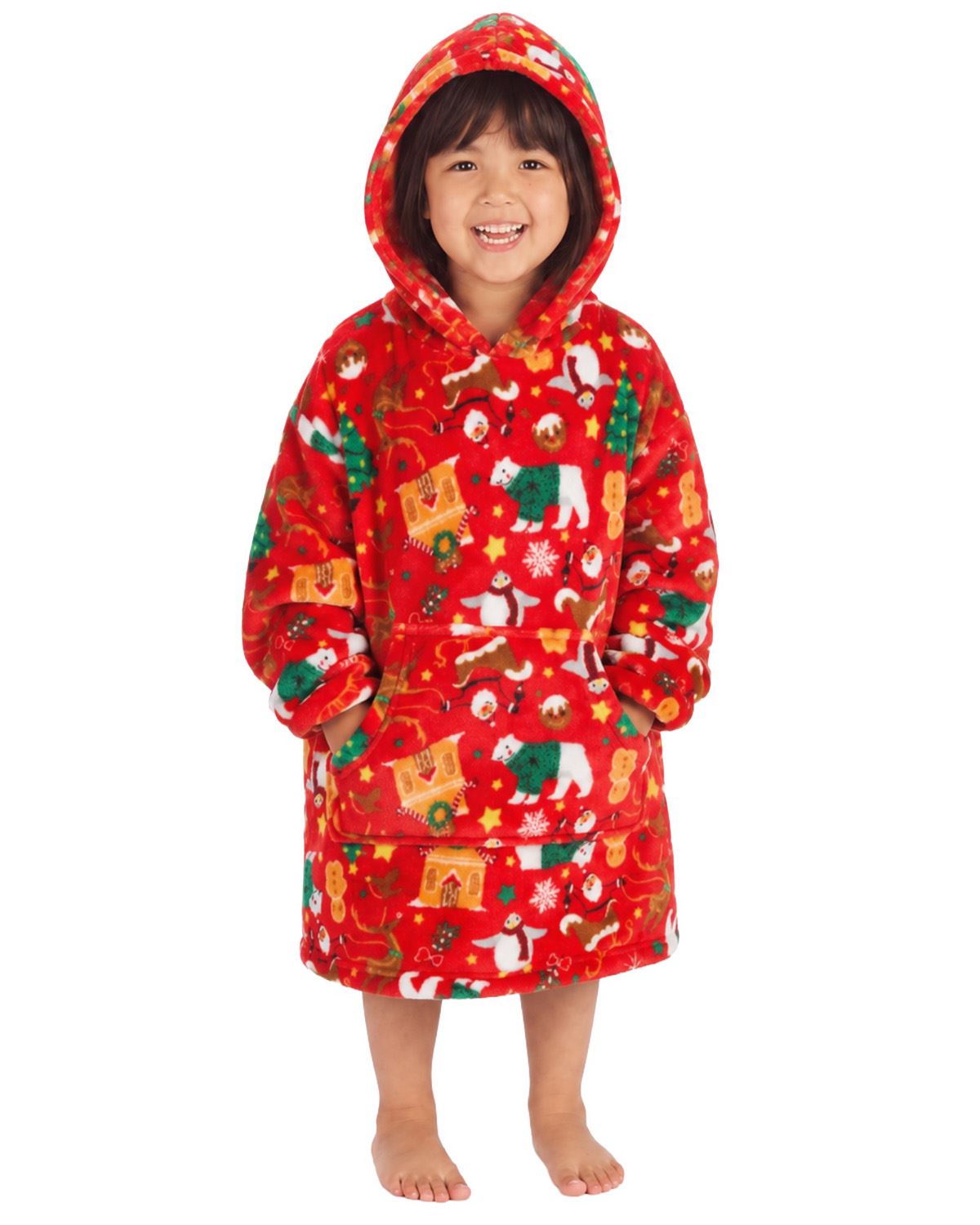 Huggable Kids Christmas Print Oversized Hoodie