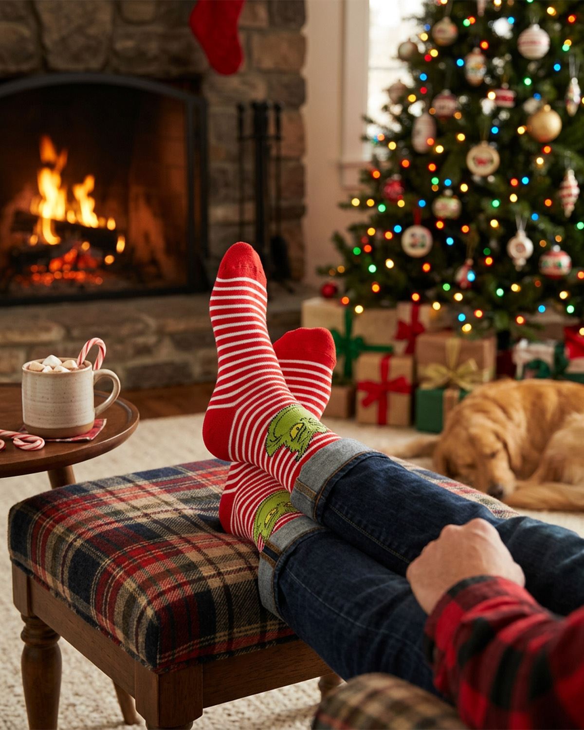 2 Pairs Grinch Slipper Socks - Gift Box