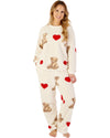 Slenderella Womens Teddy Print Fleece Two-Piece Pyjama Set