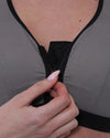 Gemm Womens Zip Sports Bra - Grey