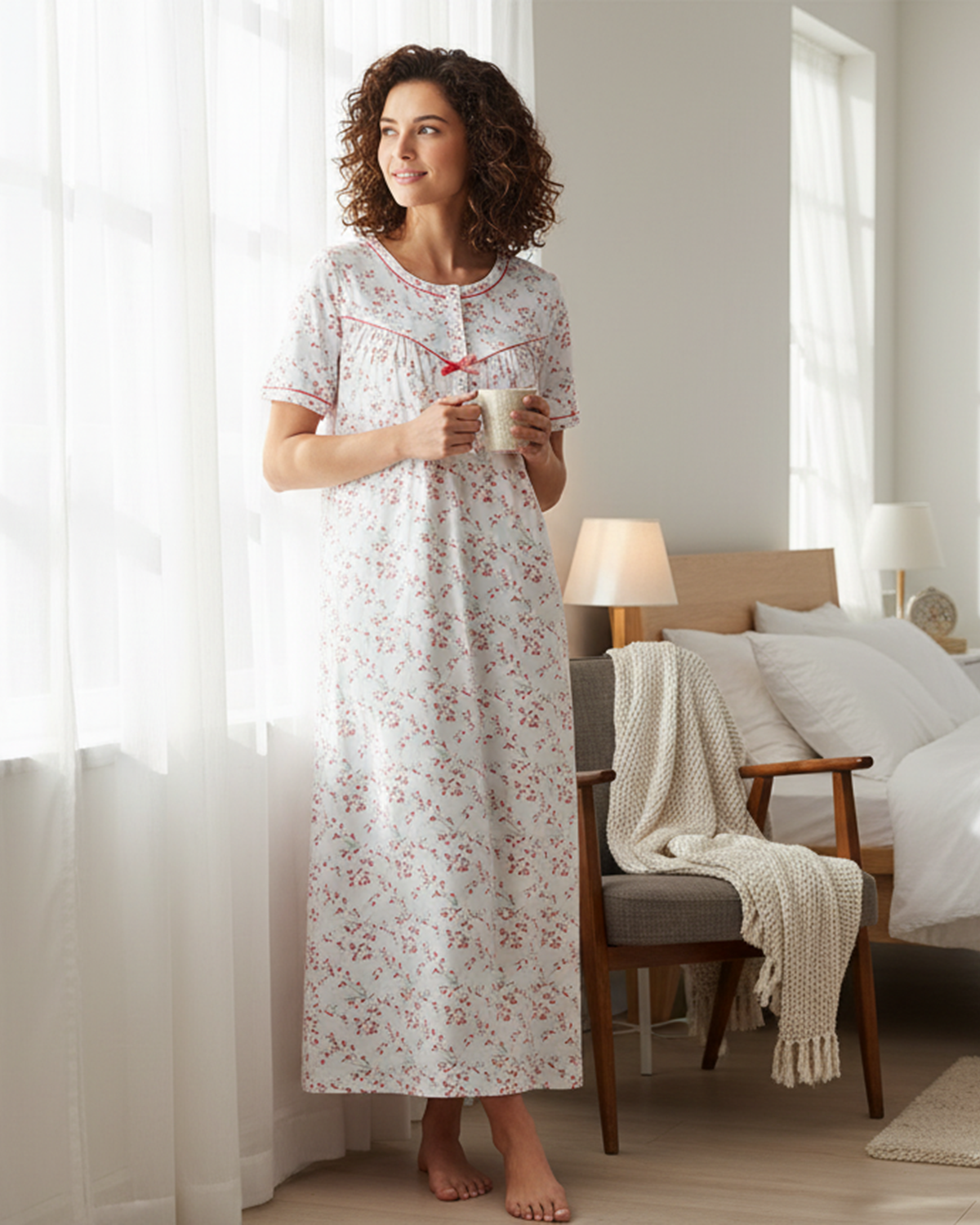 La Marquise Womens 'Moonlit Tulip' 43" & 50" Short Sleeve Nightie