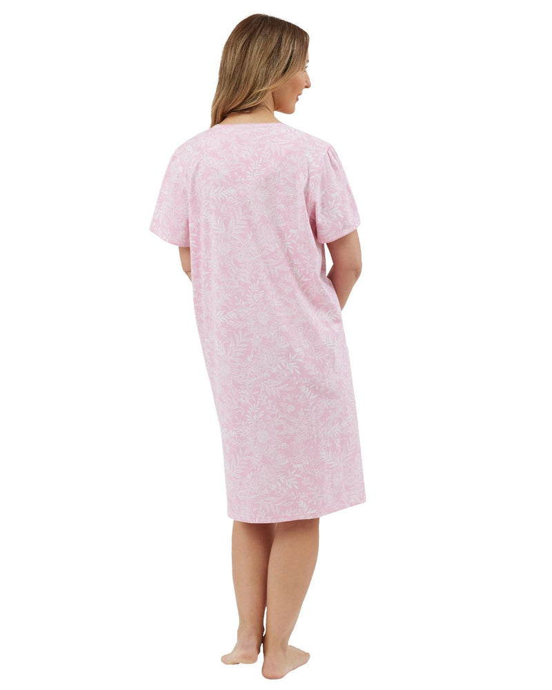 Marlon Womens Linear Floral 40" Short Sleeve Nightie
