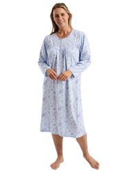 Marlon Womens Bouquet Pastel 45" Long Sleeve Nightdress