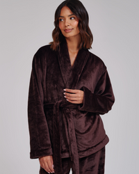 Loungeable Womens Luxury Fleece Wrap Kimono and Trouser Lounge Set