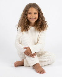 Forever Dreaming Girls Ribbed Stripe Fleece Lounge Set
