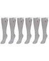 6 Pairs Girls Knee High Socks With Ribbon Bow
