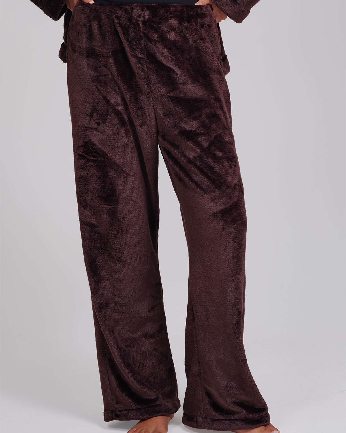 Loungeable Womens Luxury Fleece Wrap Kimono and Trouser Lounge Set