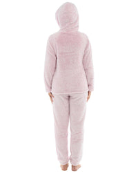 Womens Long Pile Fleece Hooded Pyjamas
