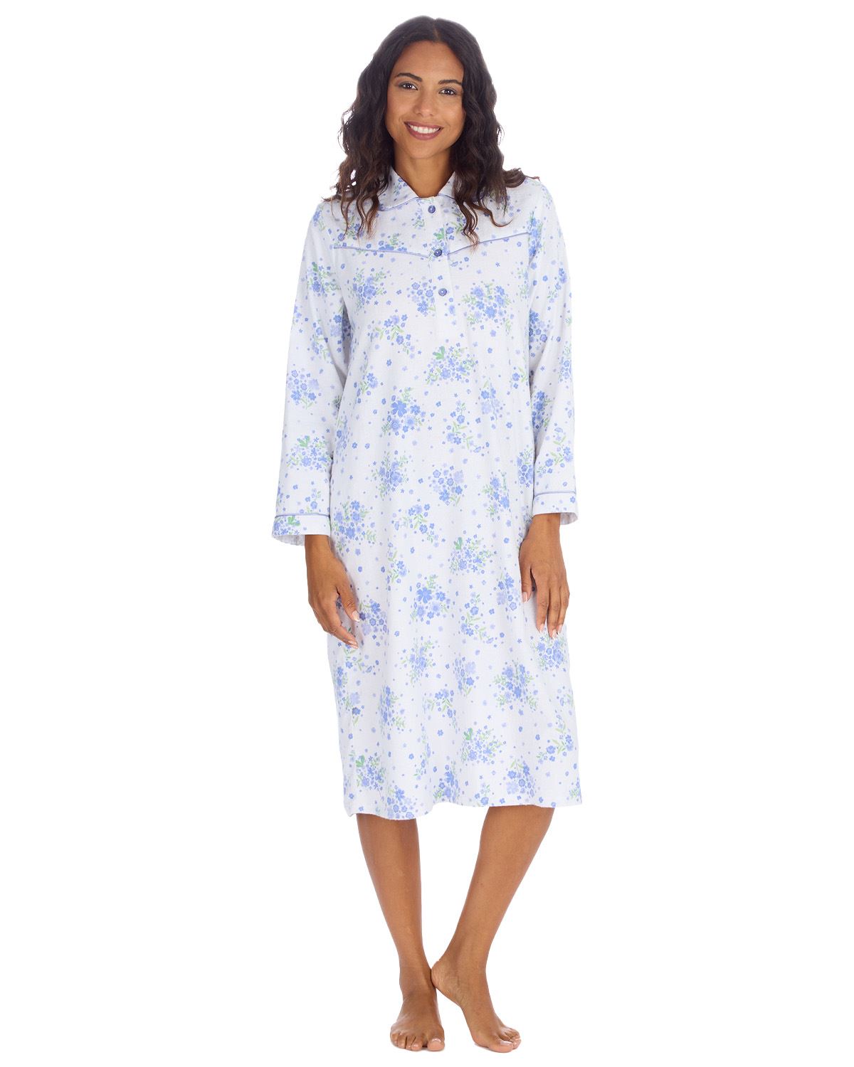 Countess Christie Womens Long Sleeve Floral Cotton Nightie