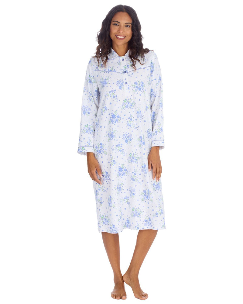Countess Christie Womens Long Sleeve Floral Cotton Nightie