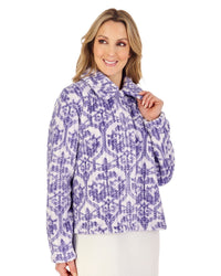 Slenderella Womens Printed Waffle Fleece Bed Jacket