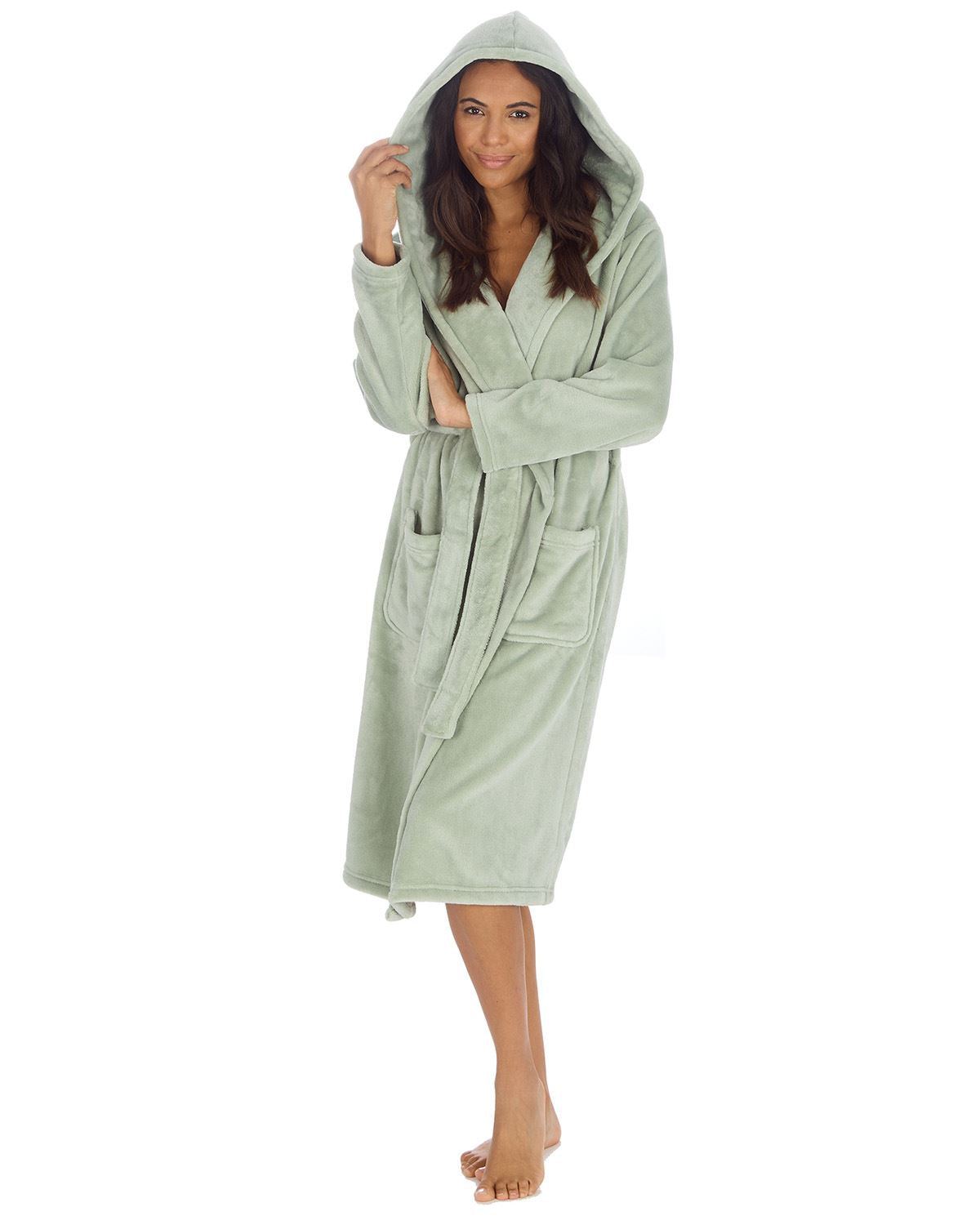 Huggable Womens Super Soft Flannel Fleece Hooded Robe