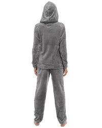 Womens Polished Fleece Slogan Hooded Pyjamas