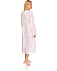 La Marquise Womens 'Vintage Blossoms' Long Sleeve Jersey Nightie