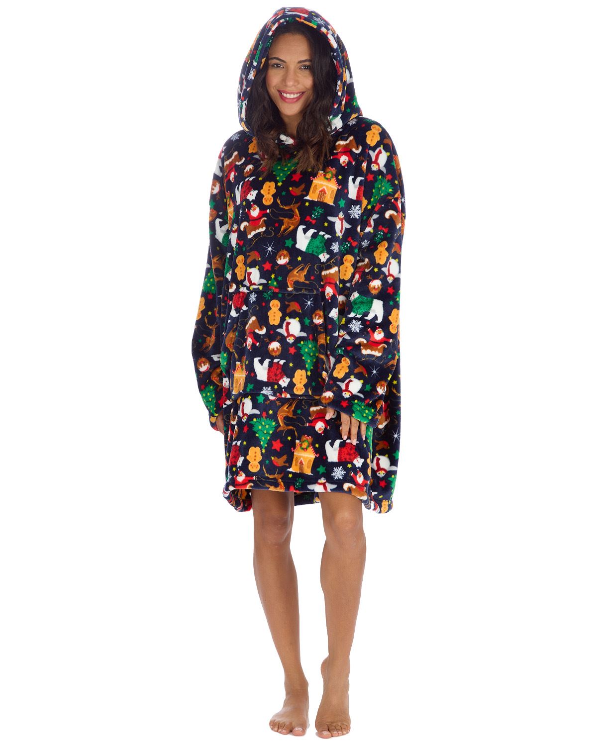 Huggable Unisex Christmas Print Oversized Hoodie