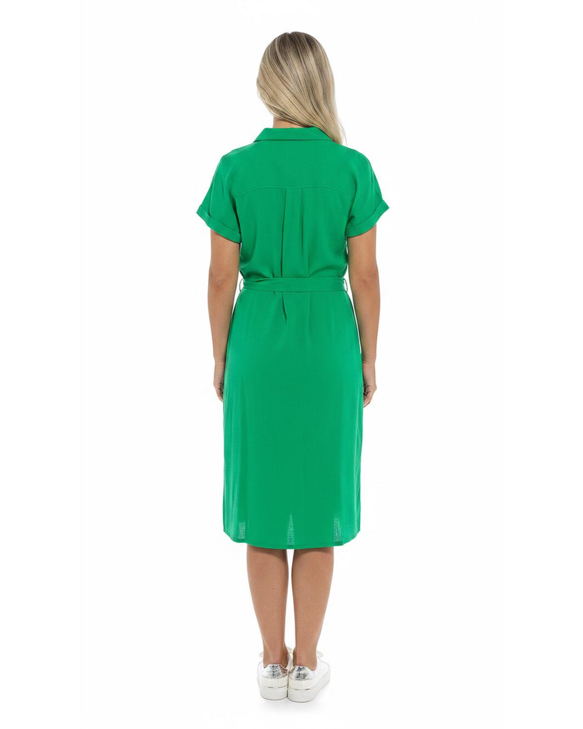 Indigo Roc Womens Linen Short Sleeve Button Dress