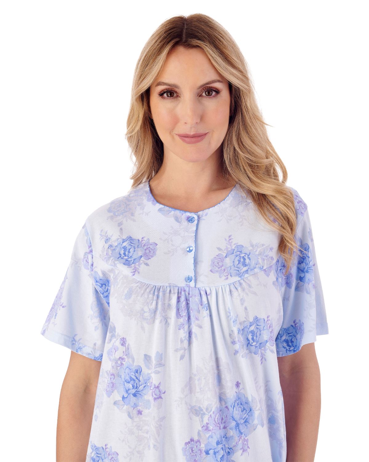 Slenderella Womens 42" Large Floral Short Sleeve Cotton Nightie