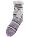 Forever Dreaming Womens Sherpa Lined Striped Fleece Lounge Socks