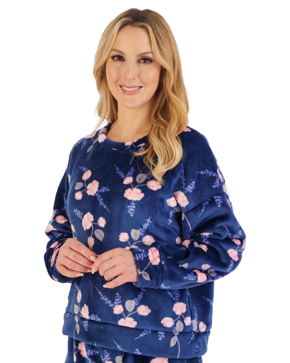 Slenderella Womens Floral Pattern Fleece Pyjamas