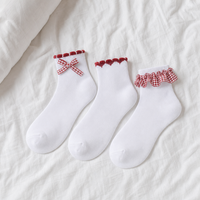 Girls 6 Pack Gingham Lace Socks